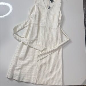 ANN TAYLOR Sleeveless Petites White Lined Dress Women's Sz 0P Zipped Back A0501